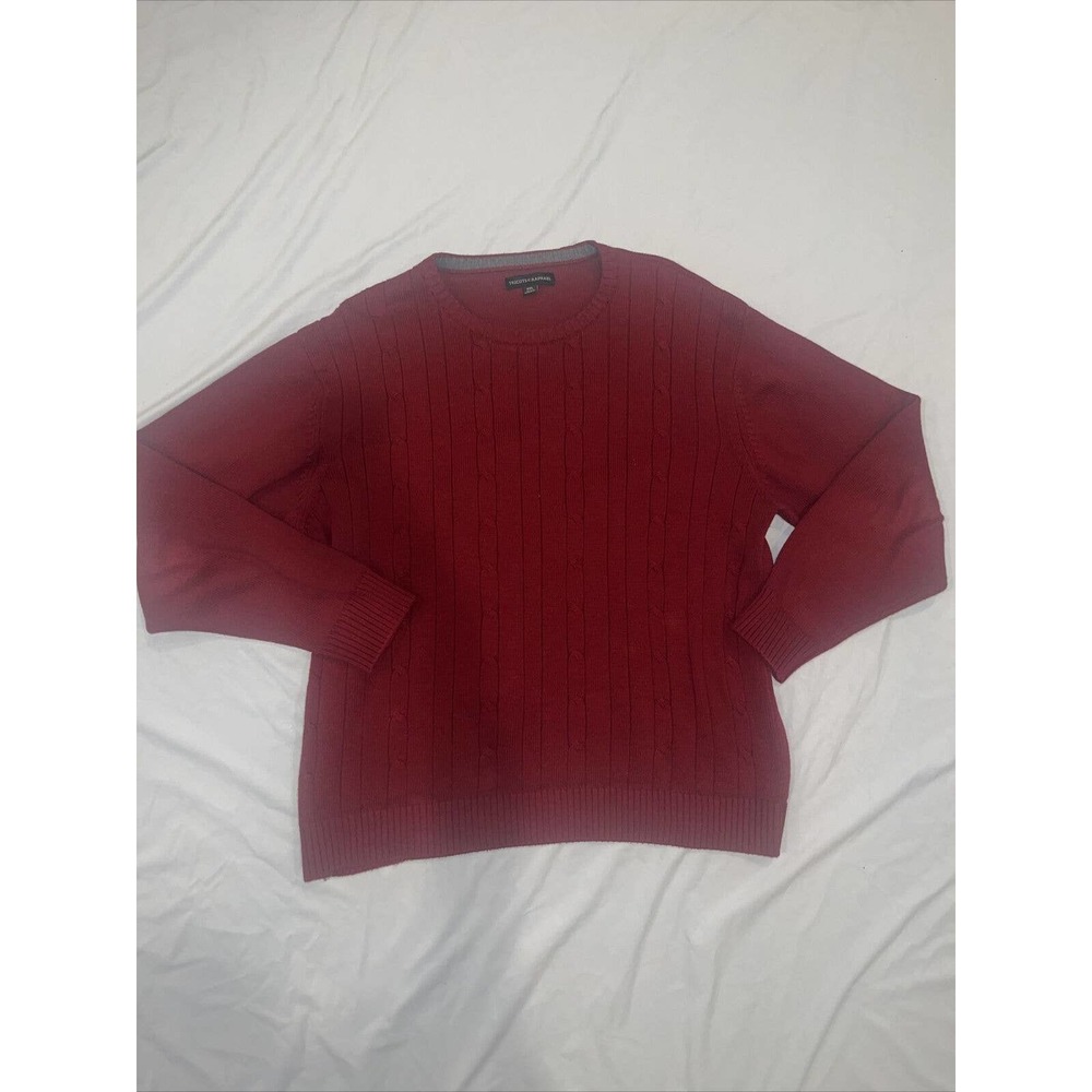 Mens‎ Red Tricots St Rafael Cotton Cable Knit XXL 2X Sweater